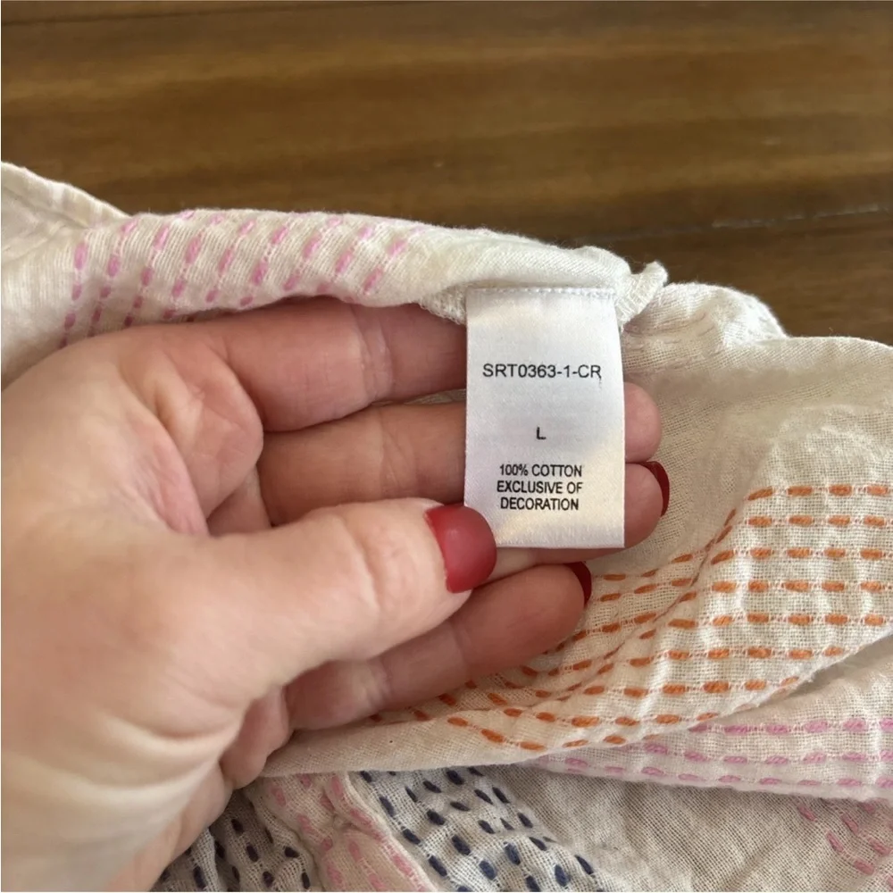 THML Anthropologie Boho Tank Top Embroidered Sz L Tassel Halter Gauze Sleeveless - Picture 12 of 14